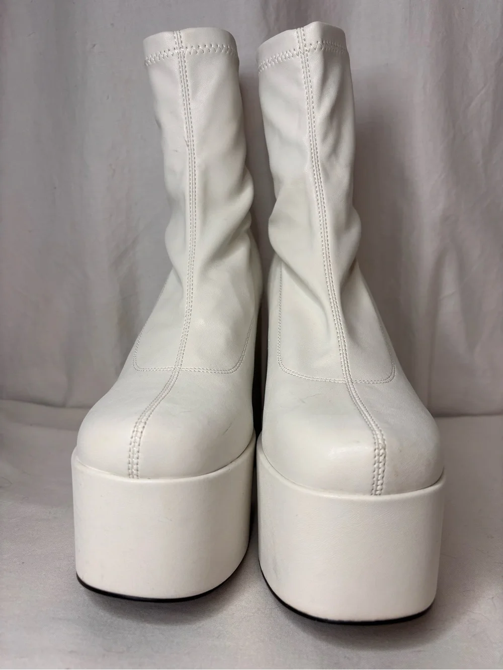White Platform Sock Boot Heels - Women's Fashion Boots